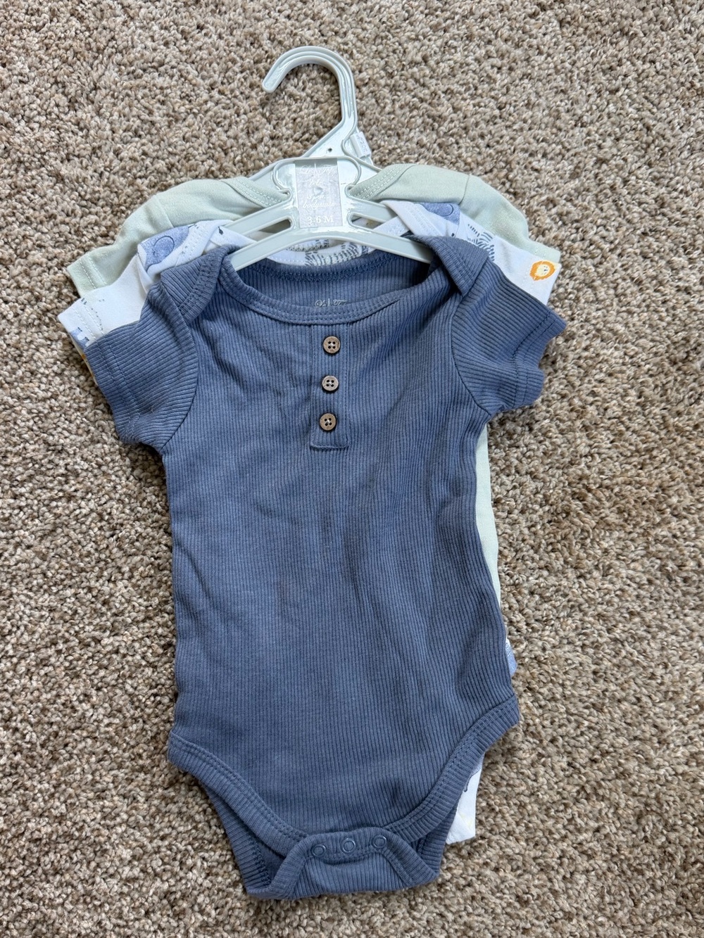 Le Top Blue Ribbed Henley One-Piece Bodysuit